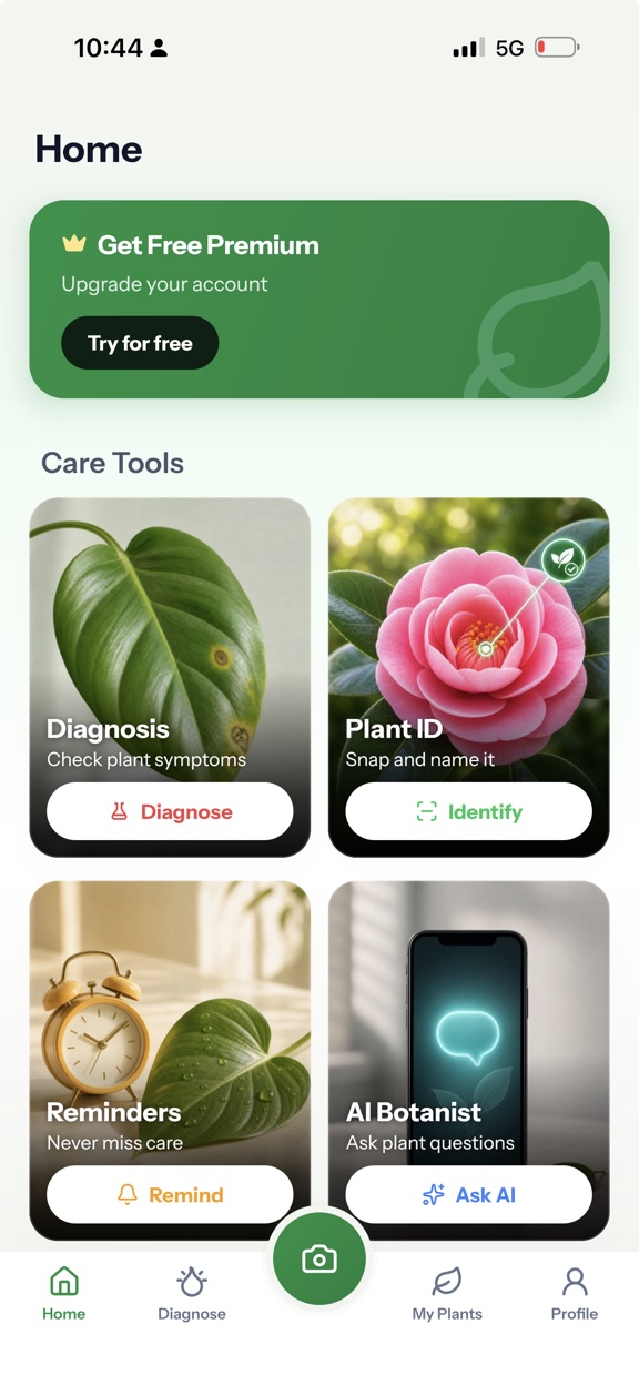 Planture app home screen